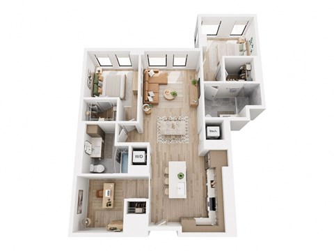 Floor plan for 2 beds, 2 baths, 1152 sqft